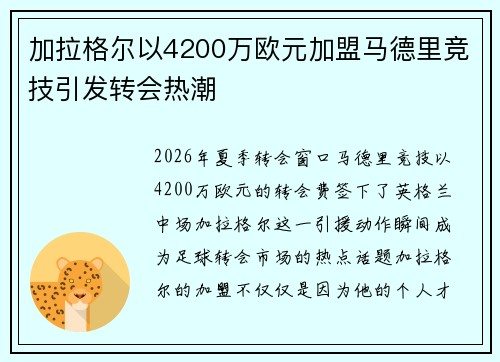 加拉格尔以4200万欧元加盟马德里竞技引发转会热潮